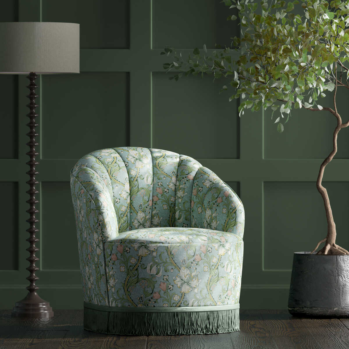 Golden Lily - Apple/Blush - CLARKE AND CLARKE Fabric
