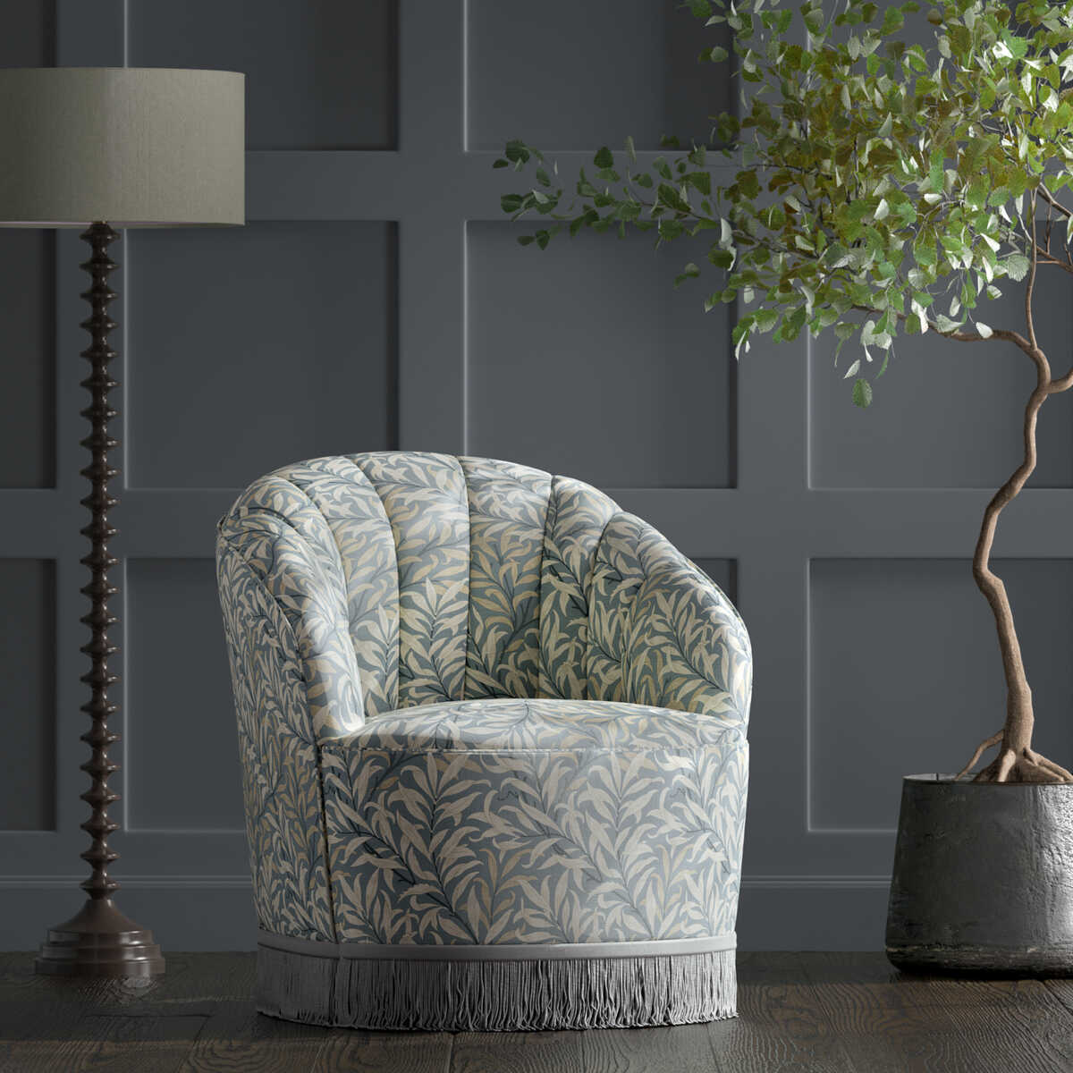 Willow Boughs - Dove - CLARKE AND CLARKE Fabric