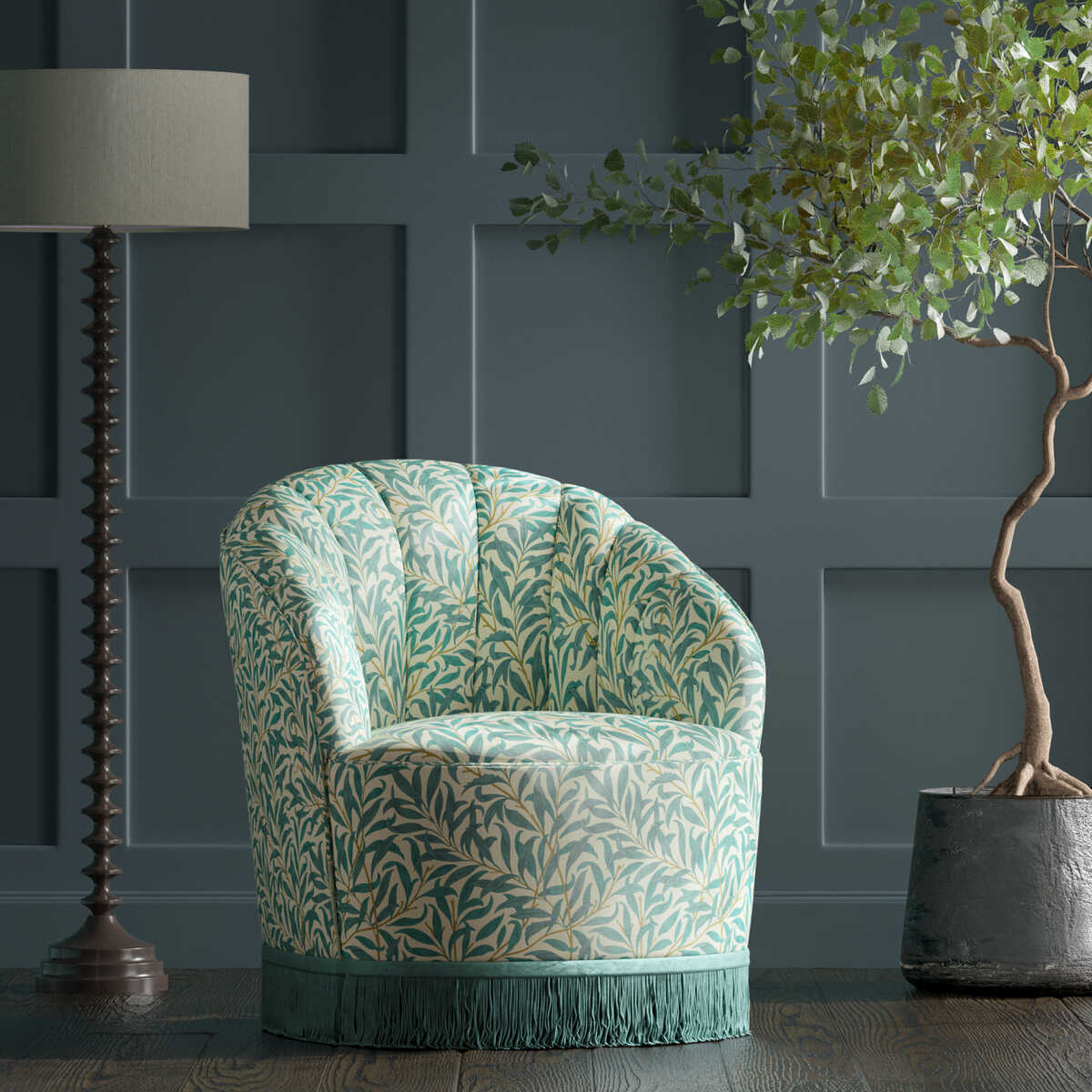 Willow Boughs - Teal - CLARKE AND CLARKE Fabric