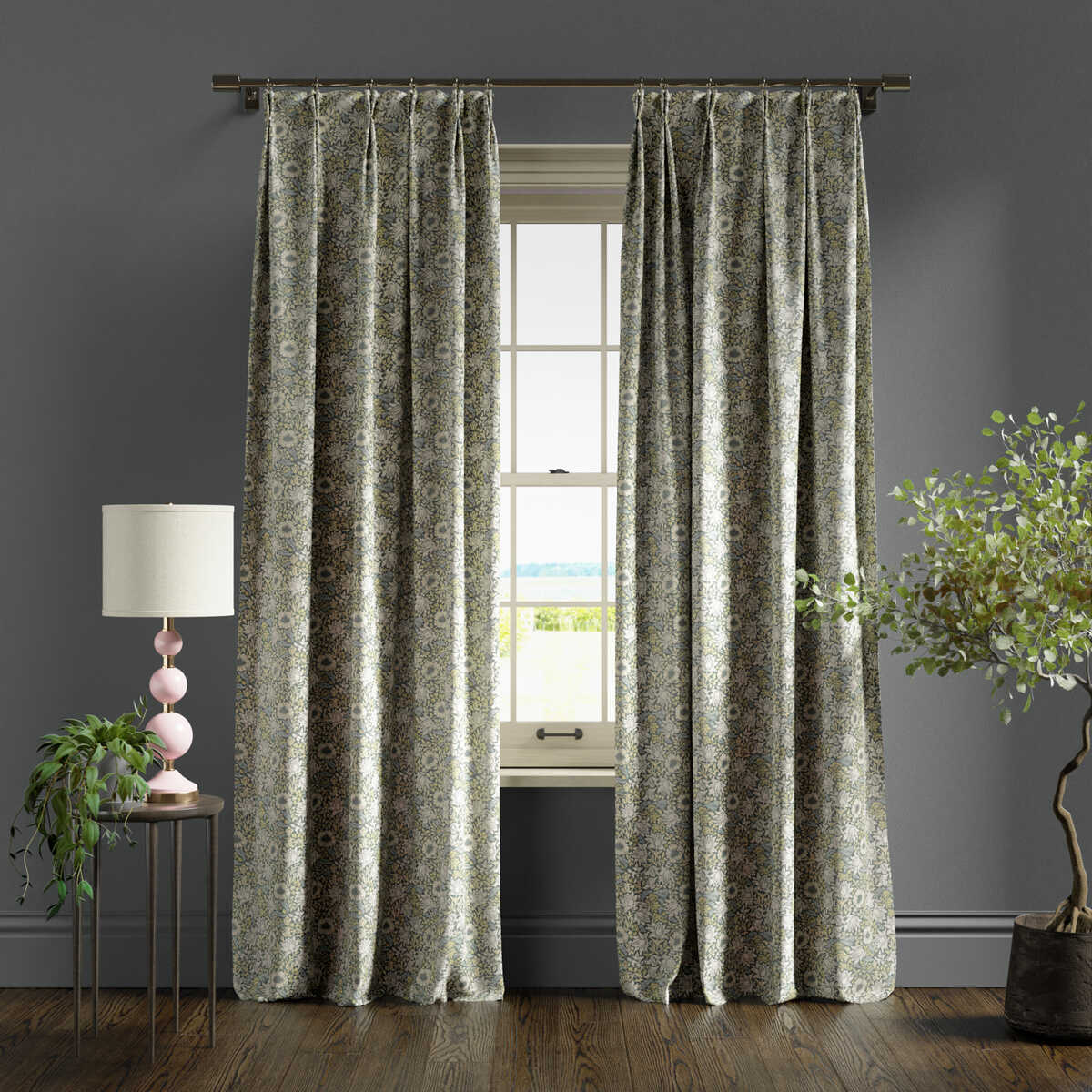 Mallow - Slate/Dove - CLARKE AND CLARKE Fabric