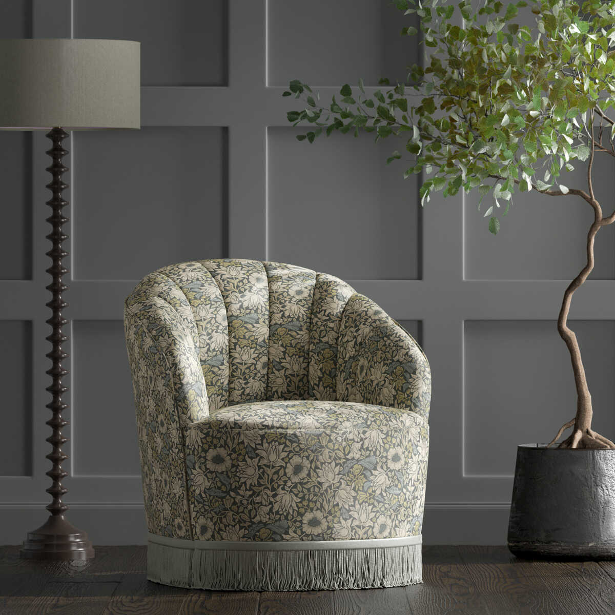 Mallow - Slate/Dove - CLARKE AND CLARKE Fabric