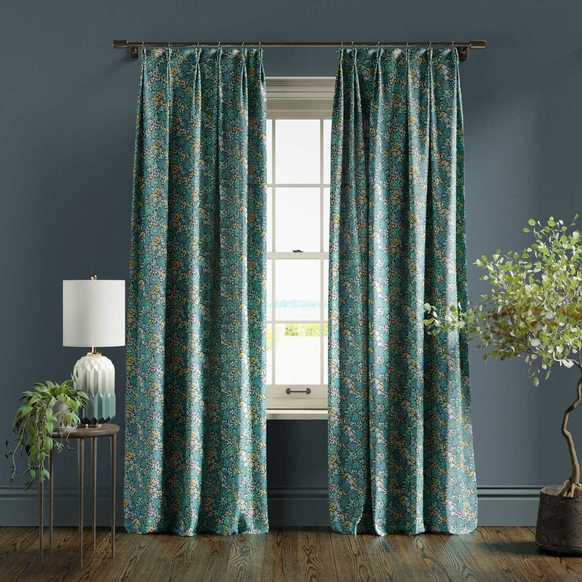 Mallow - Teal - CLARKE AND CLARKE Fabric