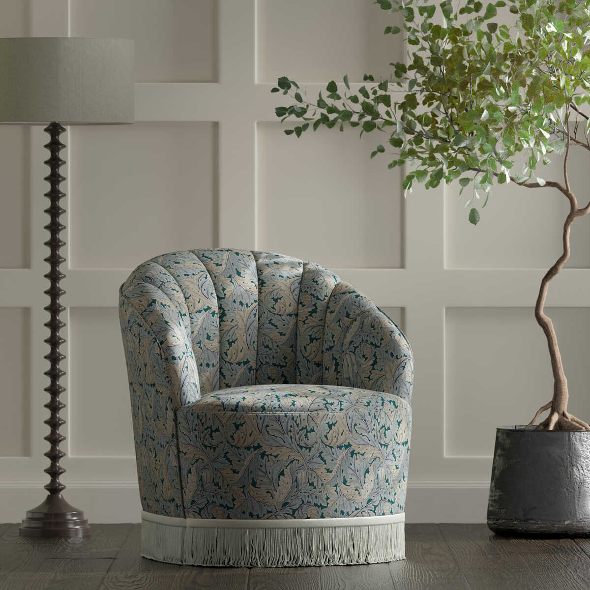 Acanthus - Denim - CLARKE AND CLARKE Fabric