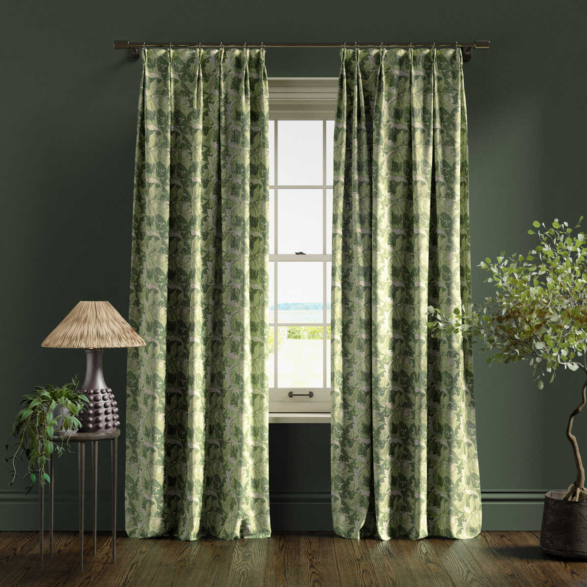 Acanthus - Apple/Sage - CLARKE AND CLARKE Fabric