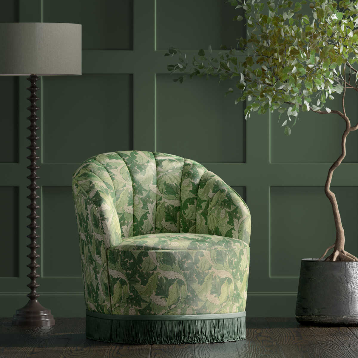 Acanthus - Apple/Sage - CLARKE AND CLARKE Fabric