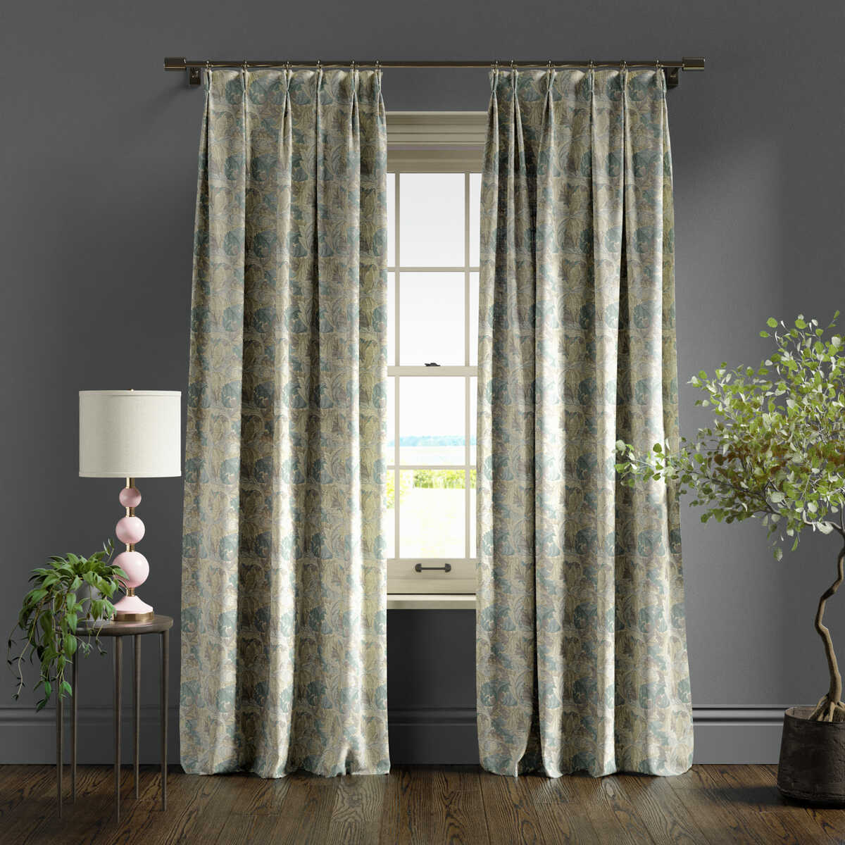 Acanthus - Slate/Dove - CLARKE AND CLARKE Fabric