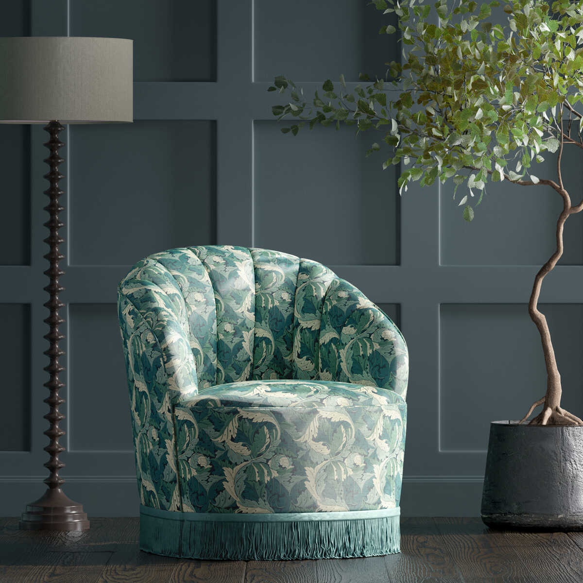 Acanthus - Teal - CLARKE AND CLARKE Fabric