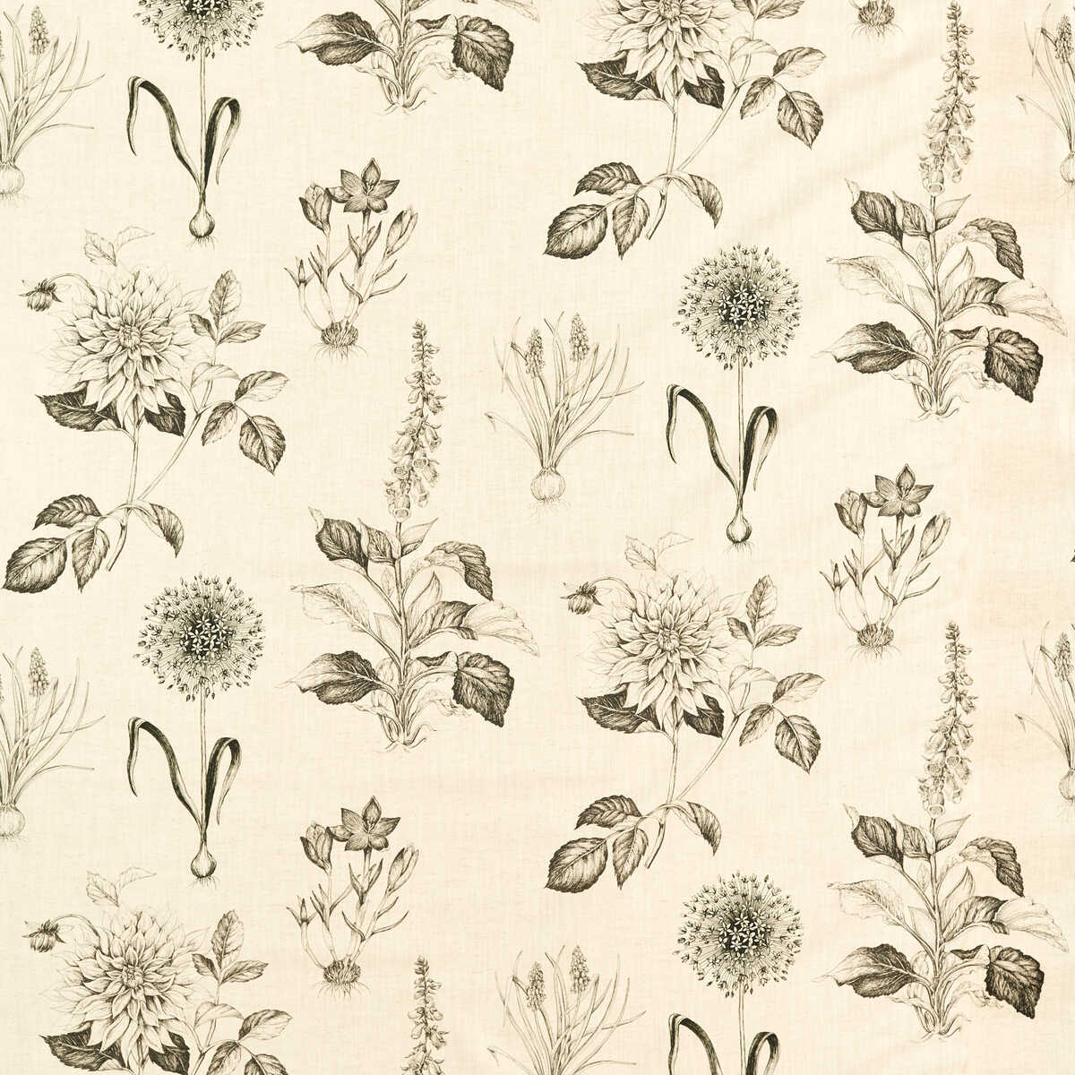 Roseraie - Charcoal - CLARKE AND CLARKE Fabric