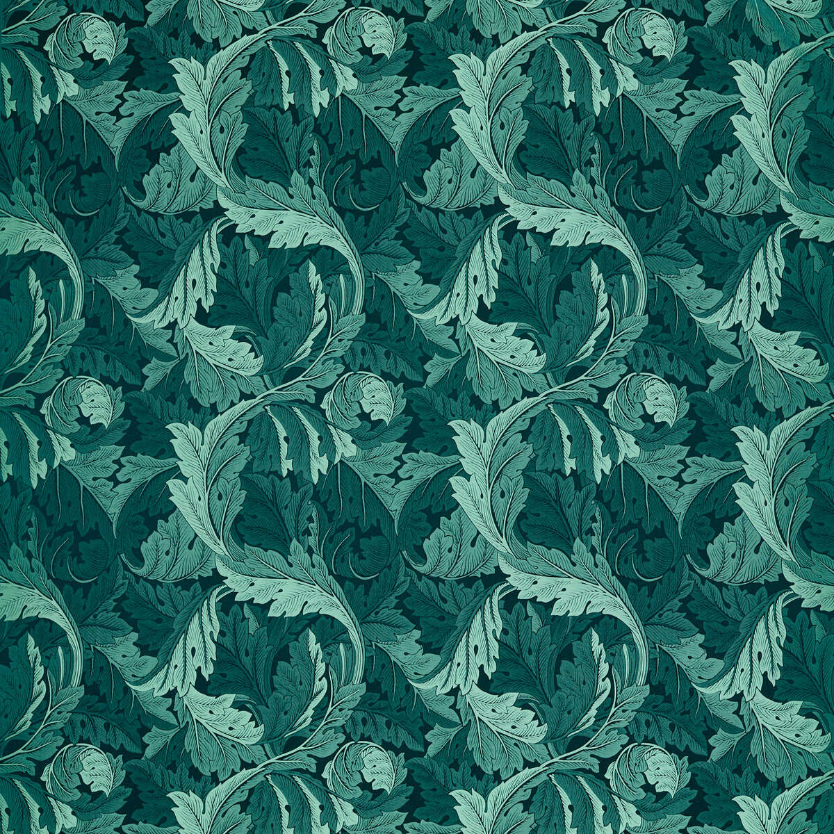 Acanthus Jacquard - Teal - CLARKE AND CLARKE Tela