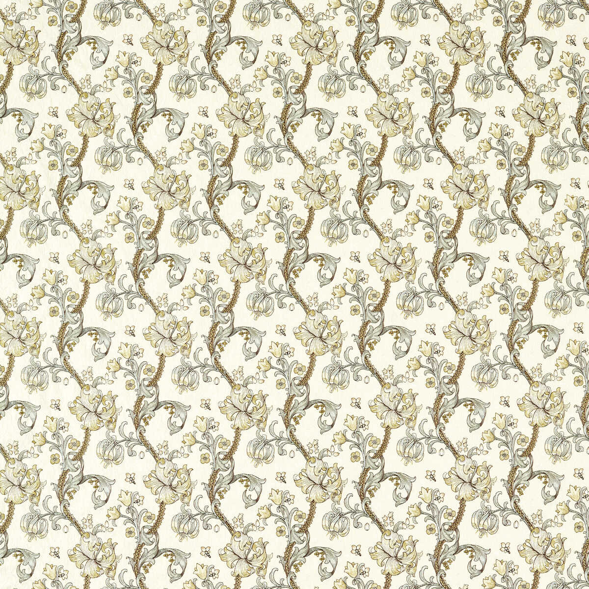 Golden Lily Embroidery - Dove - CLARKE AND CLARKE Tela