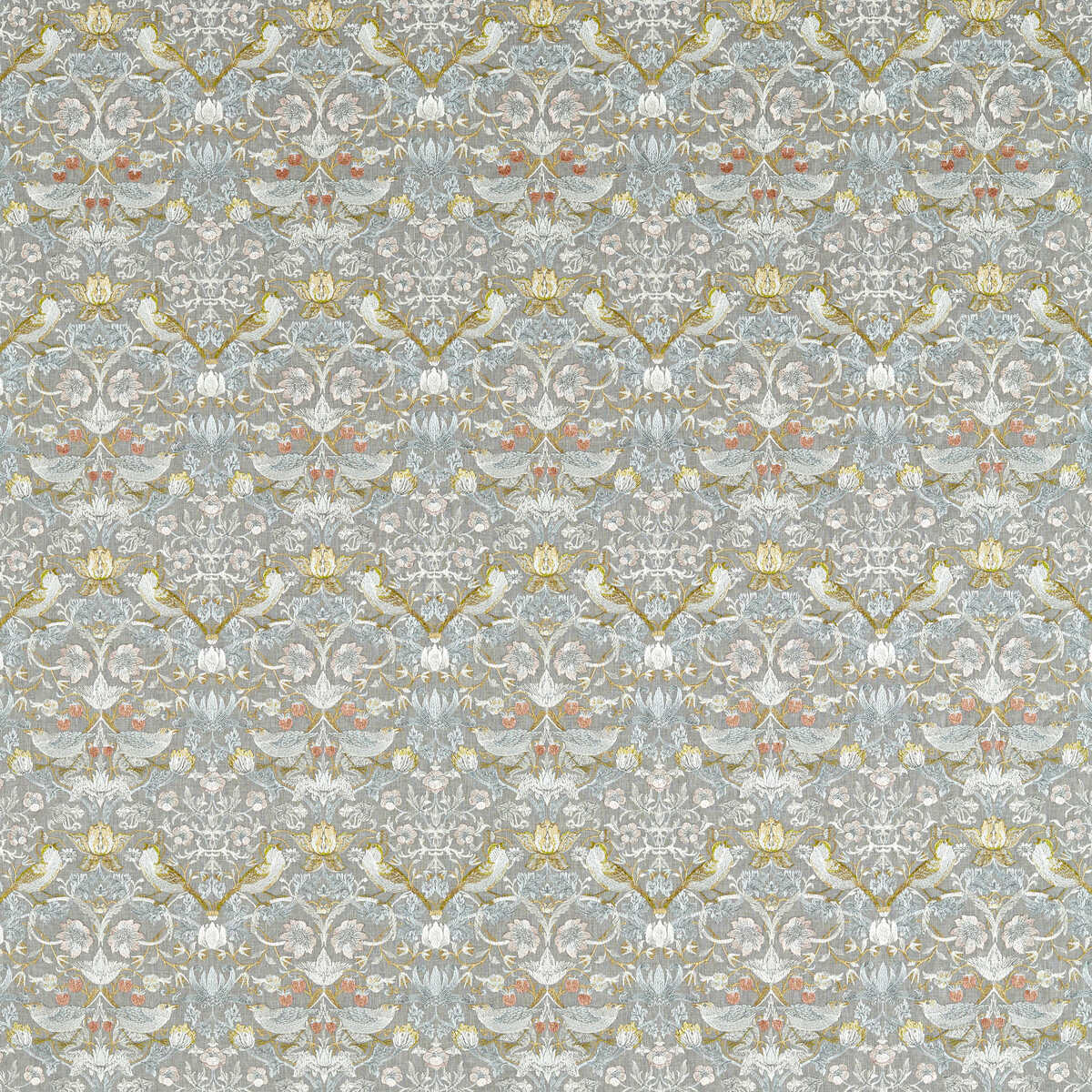 Strawberry Thief Embroidery - Slate/Blush - CLARKE AND CLARKE Fabric