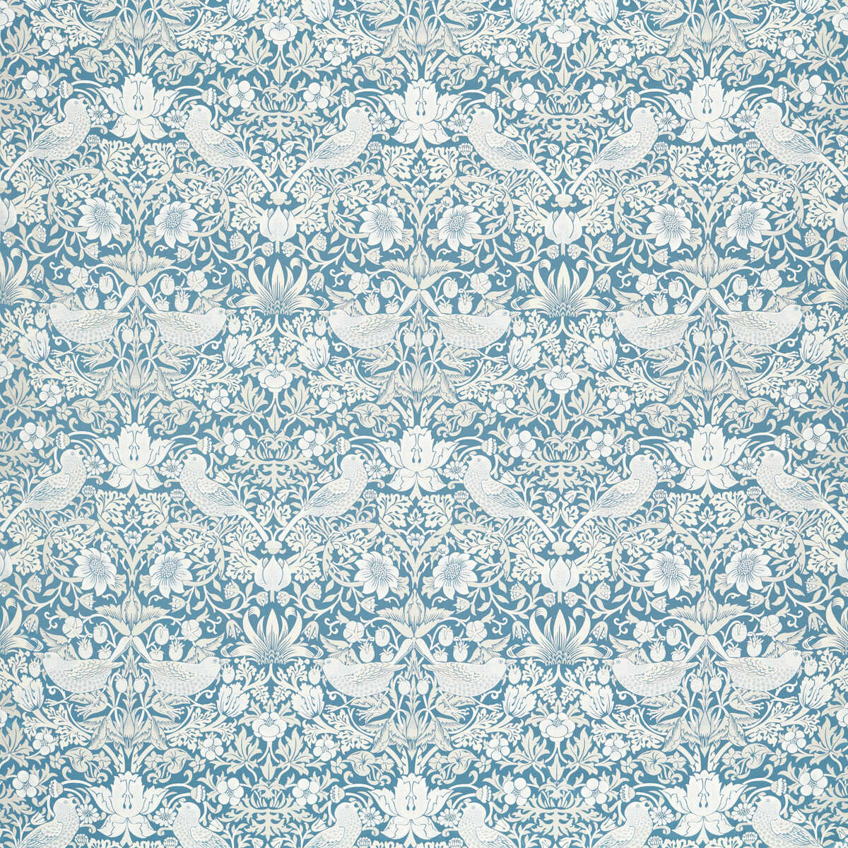 Strawberry Thief Jacquard - Denim - CLARKE AND CLARKE Fabric