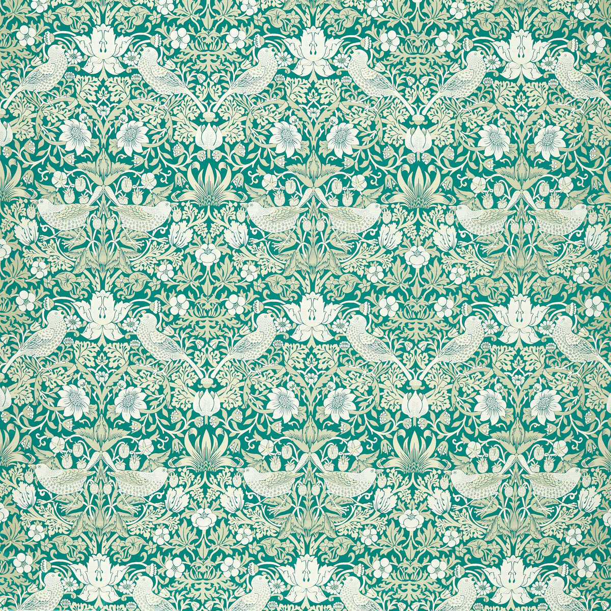 Strawberry Thief Jacquard - Teal - CLARKE AND CLARKE Fabric