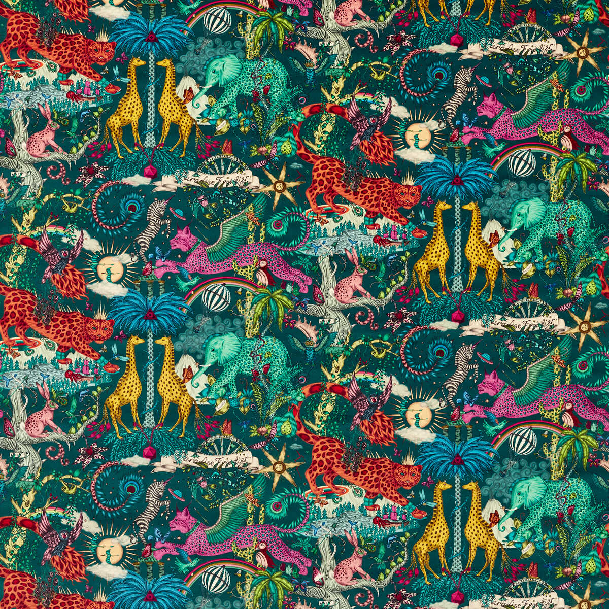 Paradise Lost Velvet - Teal - CLARKE AND CLARKE Tela