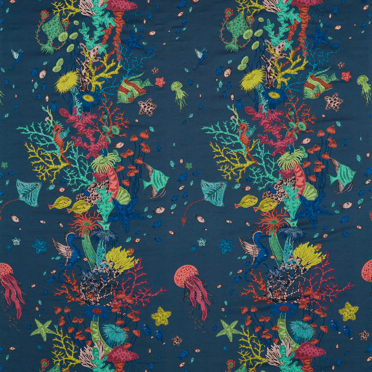 Seaforest Jacquard - Navy - CLARKE AND CLARKE Tela