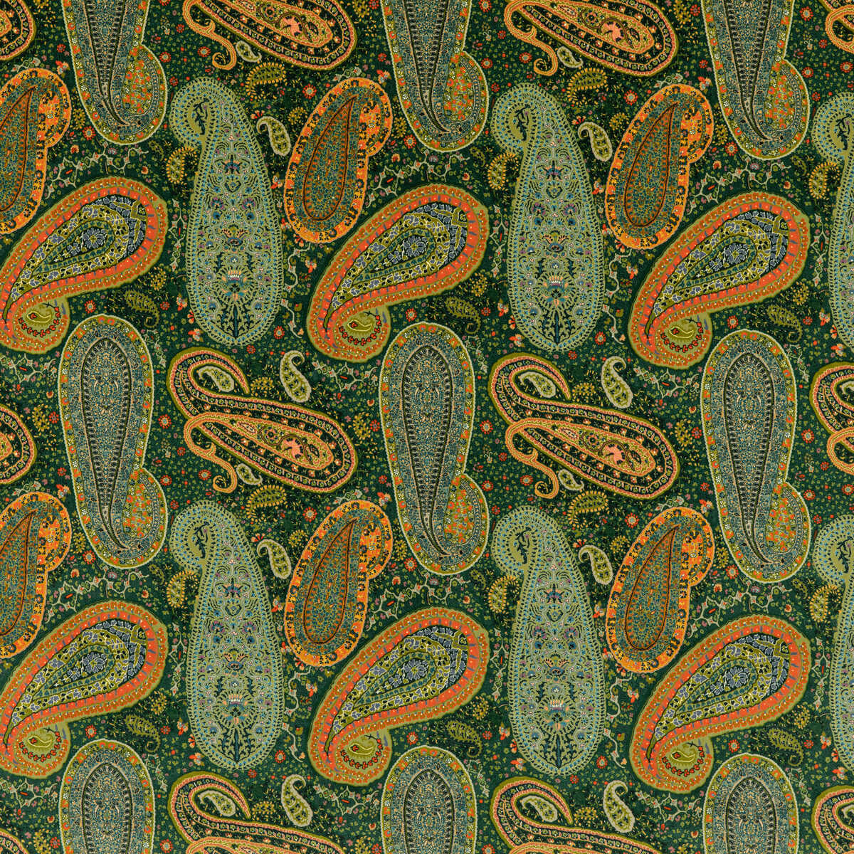 Peregrine Paisley Velvet - Emerald