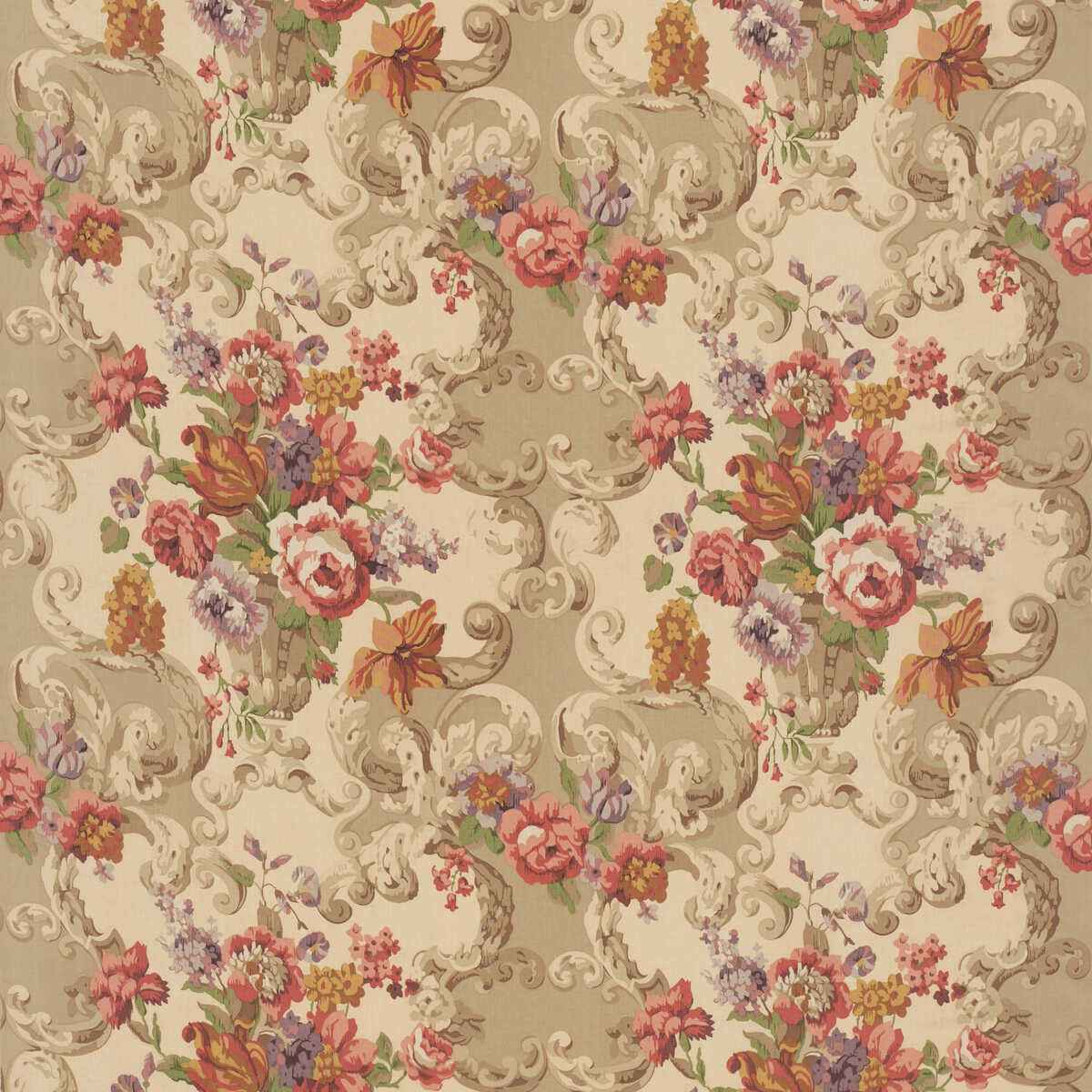 Fd2011v540 Floral Rococo Red Plum Mulberry Fabric
