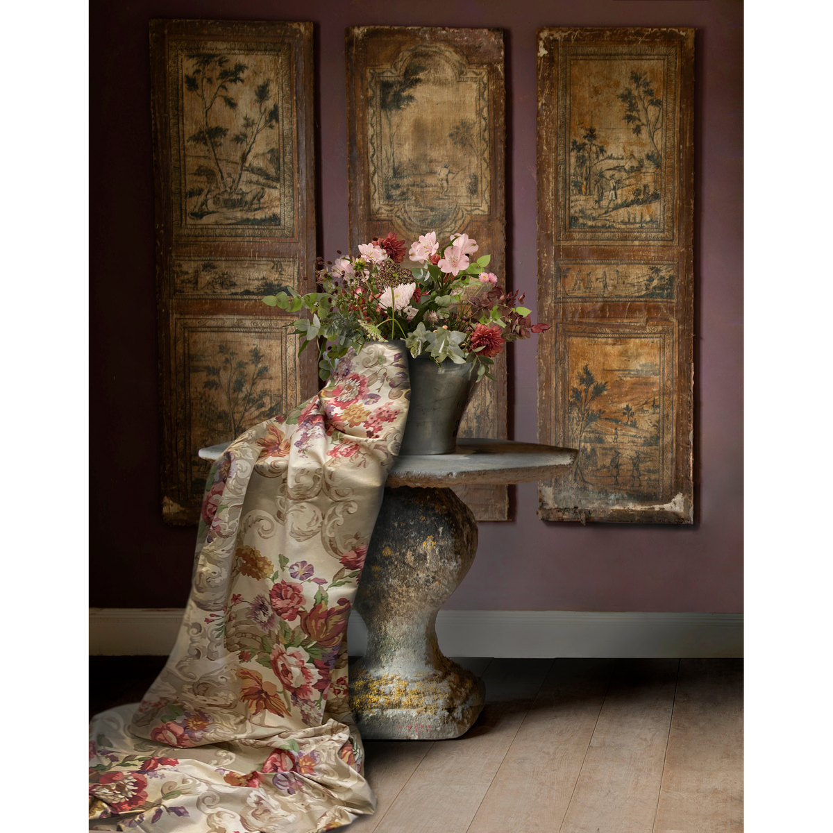 Floral Rococo - Red/Plum
