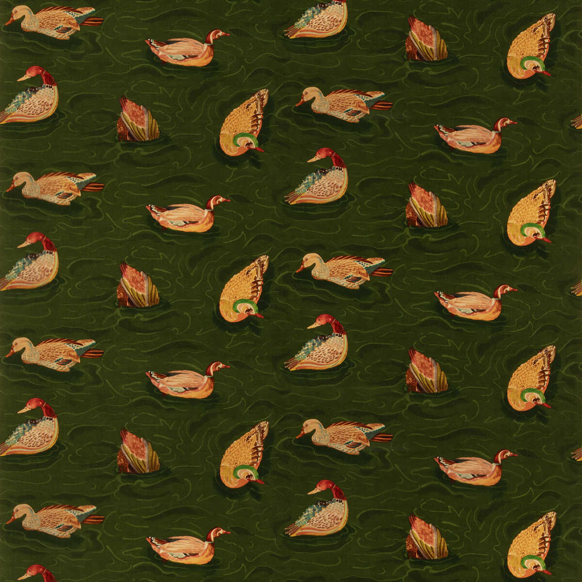 Duck Pond Velvet - Emerald - MULBERRY Tela