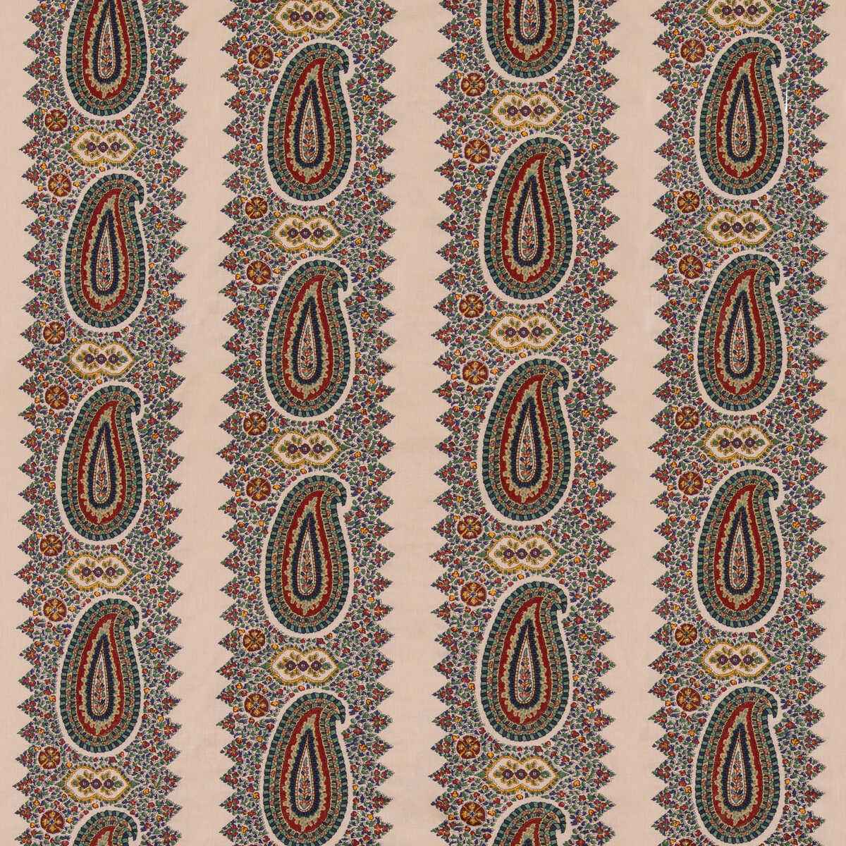 Fd2030g1030 Paisley Stripe Indigo Red Mulberry Fabric