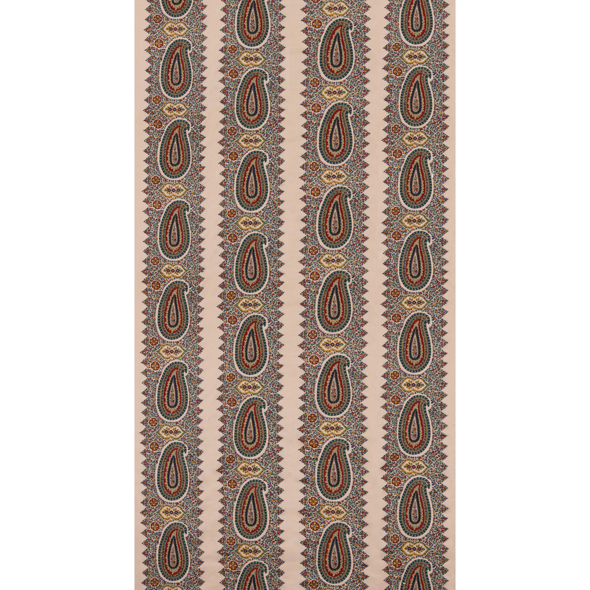 Paisley Stripe - Indigo/Red - Mulberry Fabric