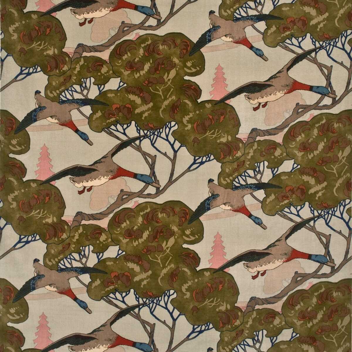 Flying Ducks Velvet - Sky - MULBERRY Tela