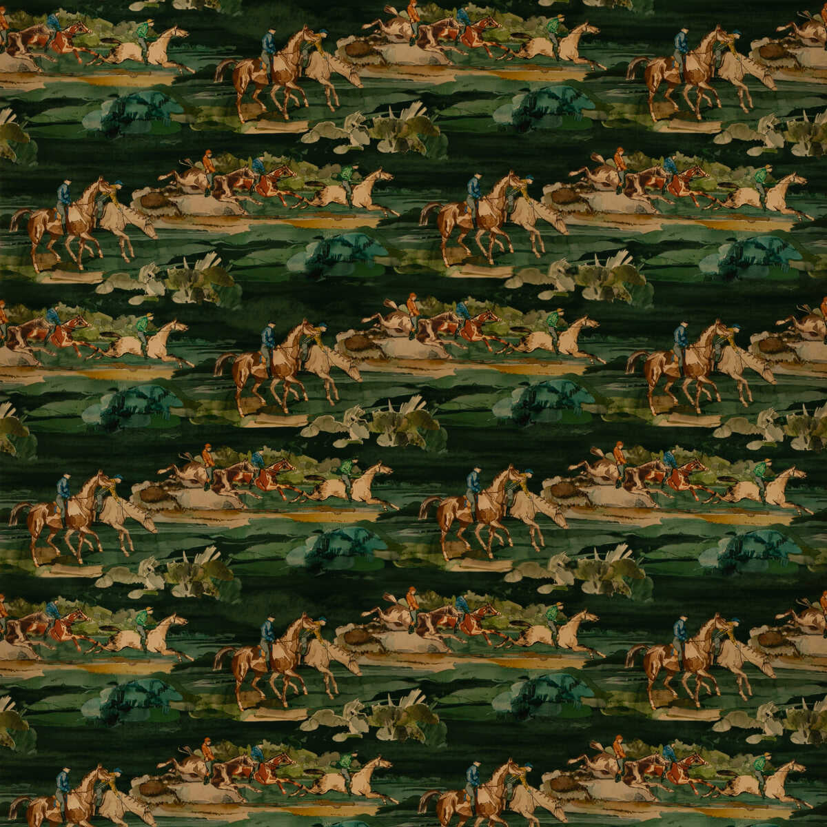 Morning Gallop Velvet - Teal - MULBERRY Fabric