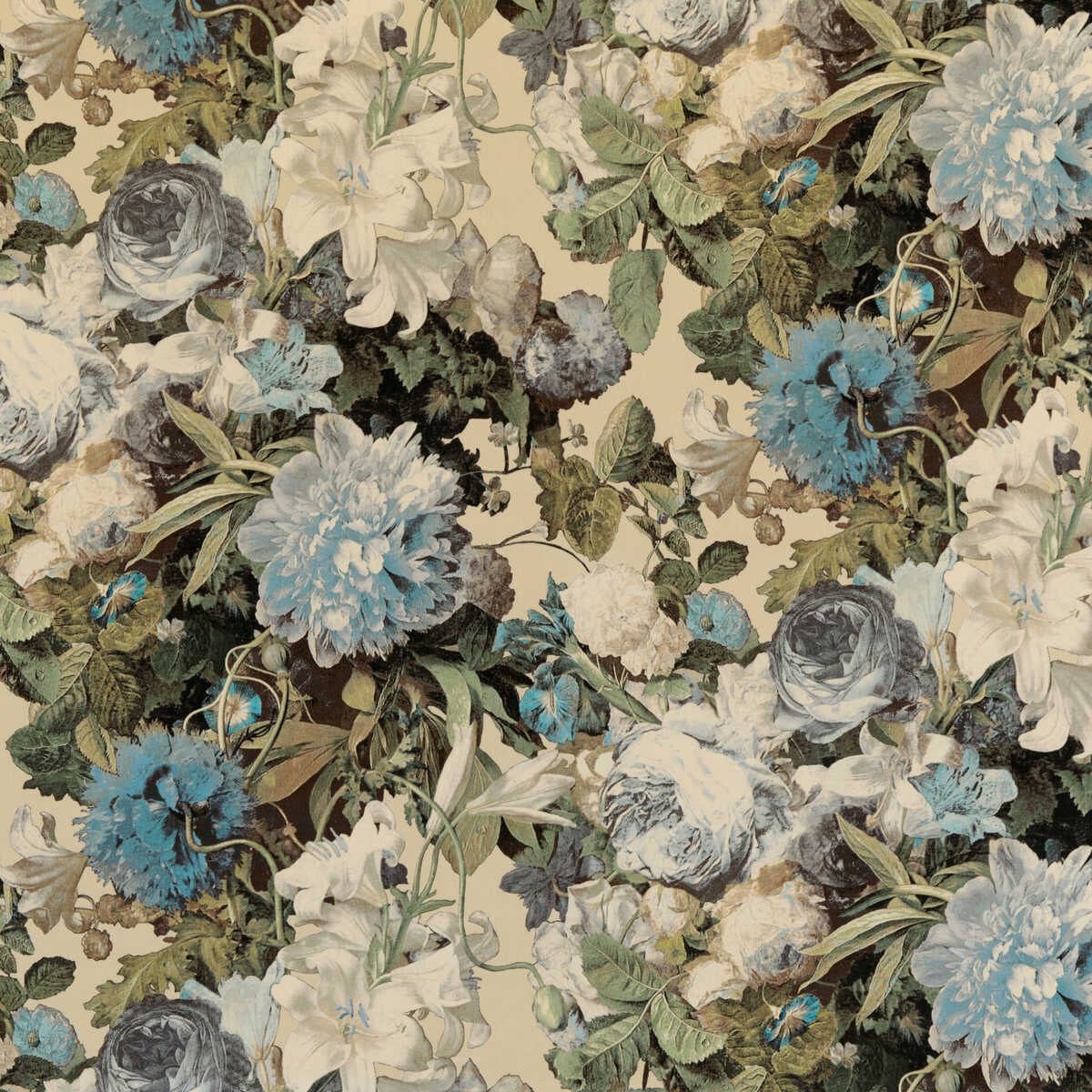 Floral Pompadour Velvet - Sage - MULBERRY Tela