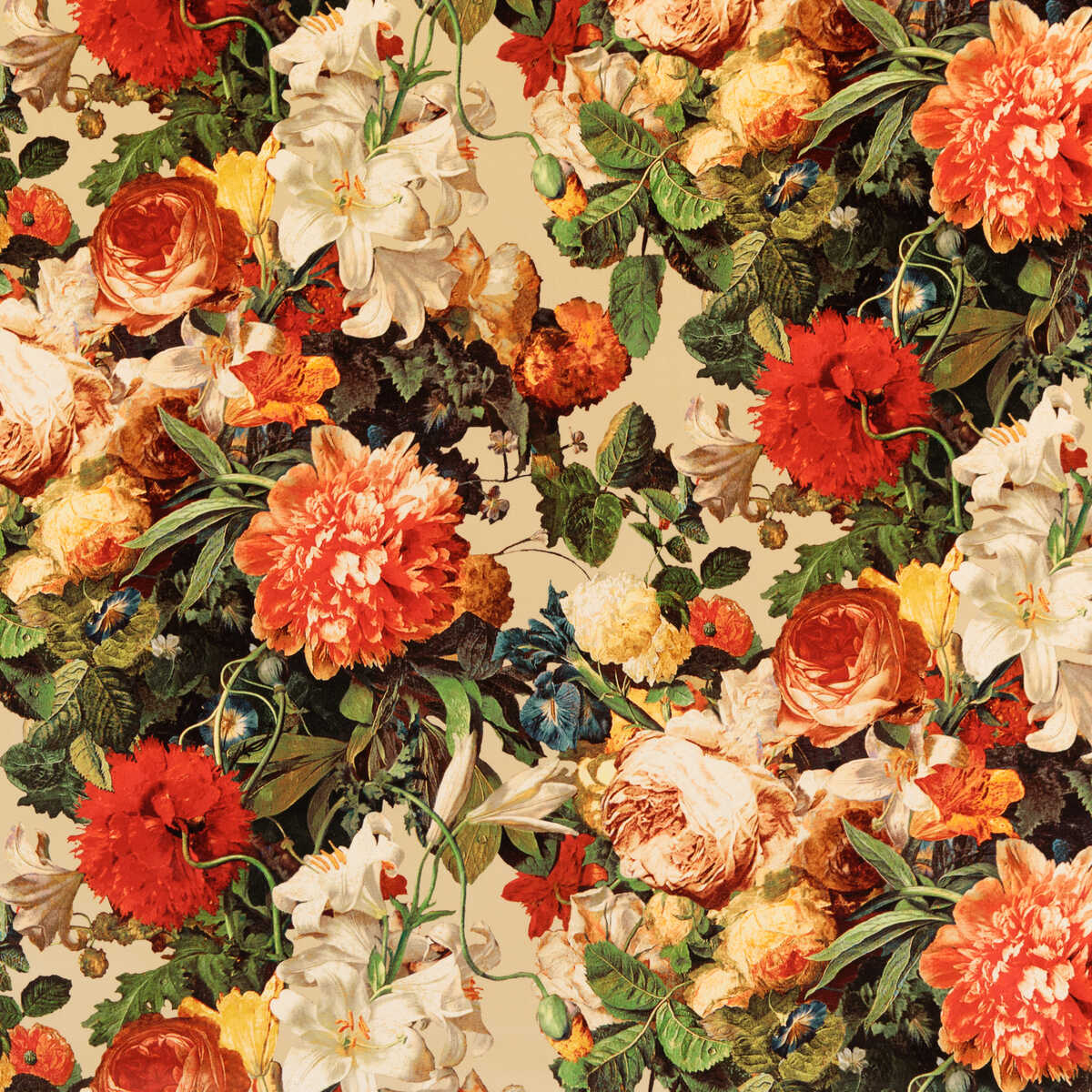 Floral Pompadour Velvet - Spice - MULBERRY Tela