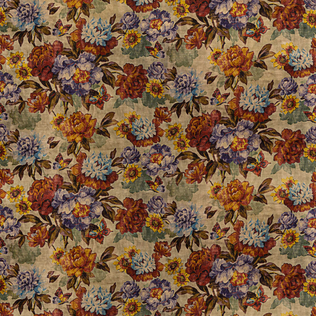 Botanica Velvet - Red/Plum - MULBERRY Fabric