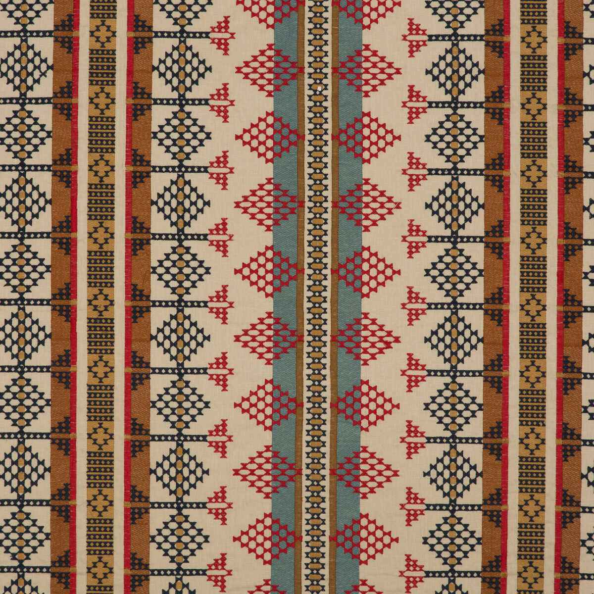 Fd737g1030 Saddle Blanket Indigo Red Mulberry Fabric - MULBERRY Fabric