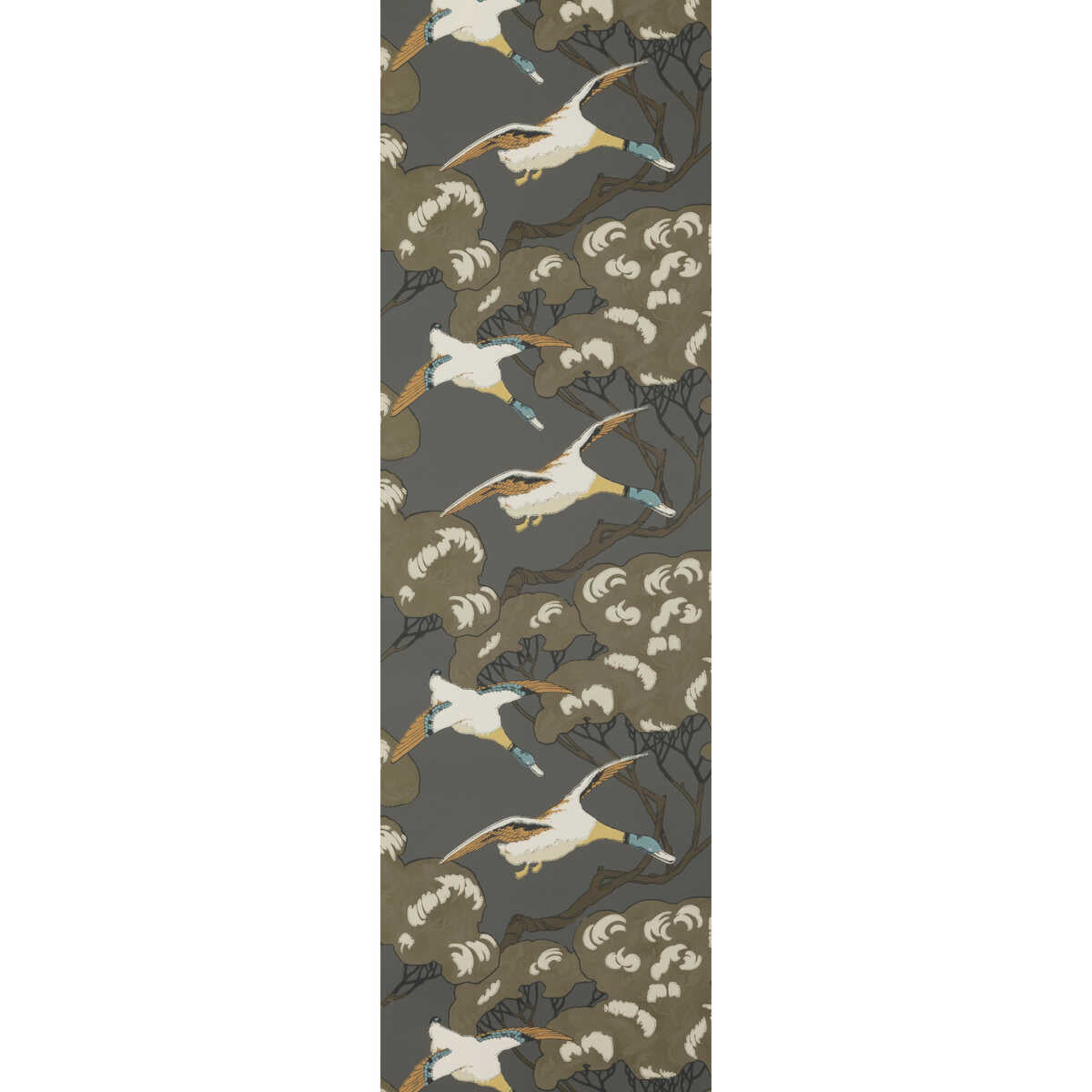 Flying Ducks - Charcoal - MULBERRY Wallpaper