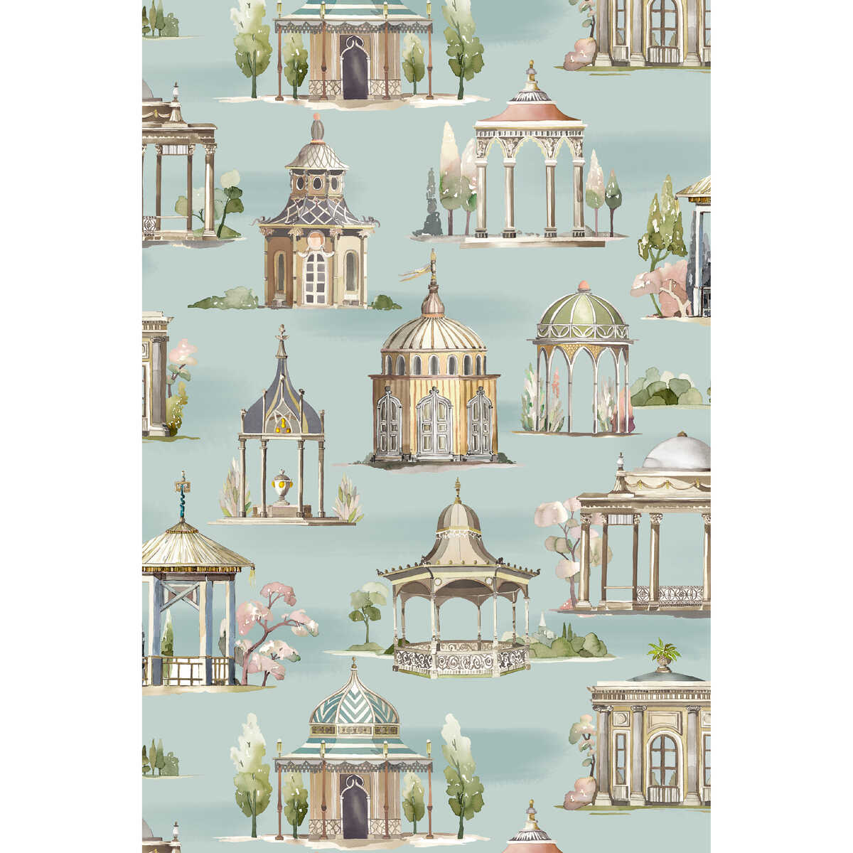 Follies - Aqua - MULBERRY Wallpaper