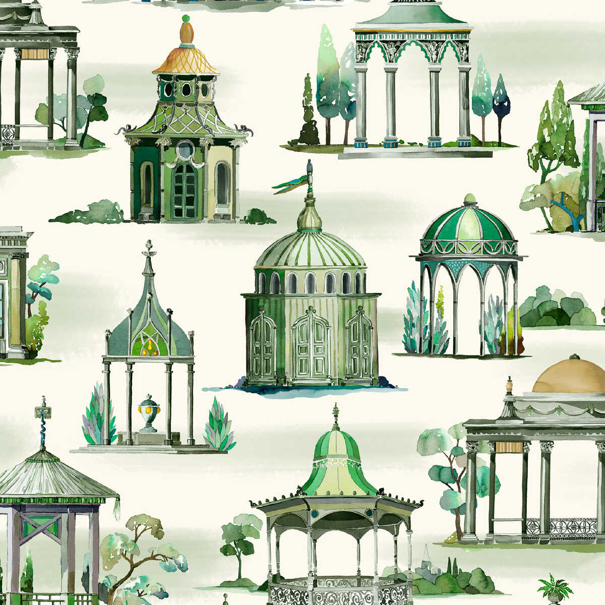 Follies - Emerald - MULBERRY Wallpaper