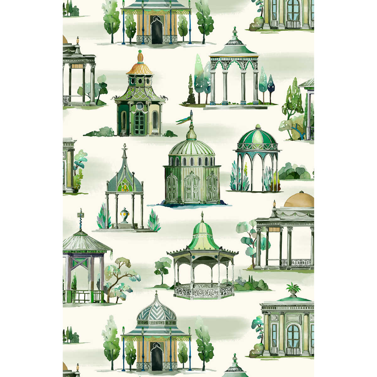 Follies - Emerald - MULBERRY Wallpaper