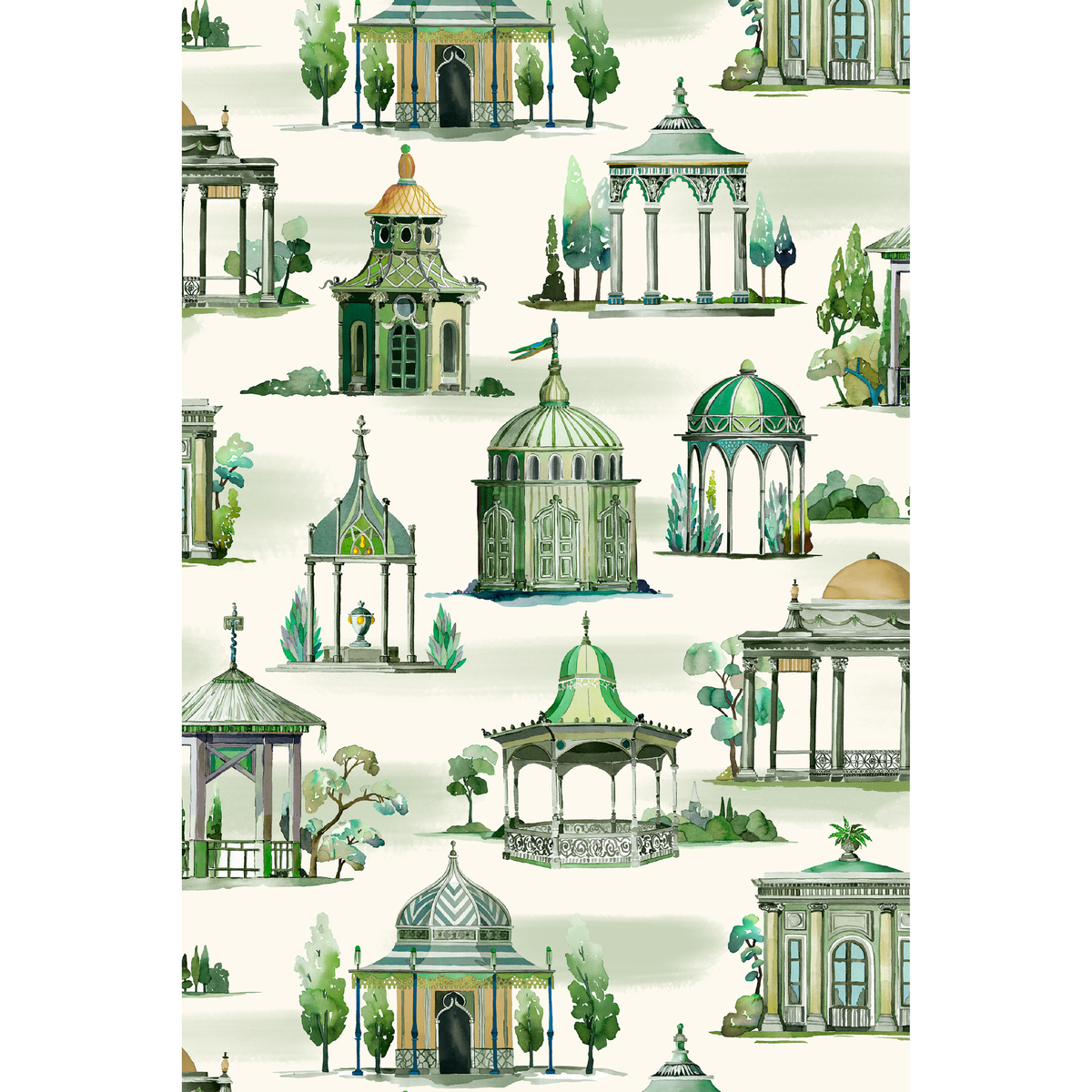 Follies - Emerald - Mulberry Wallpaper