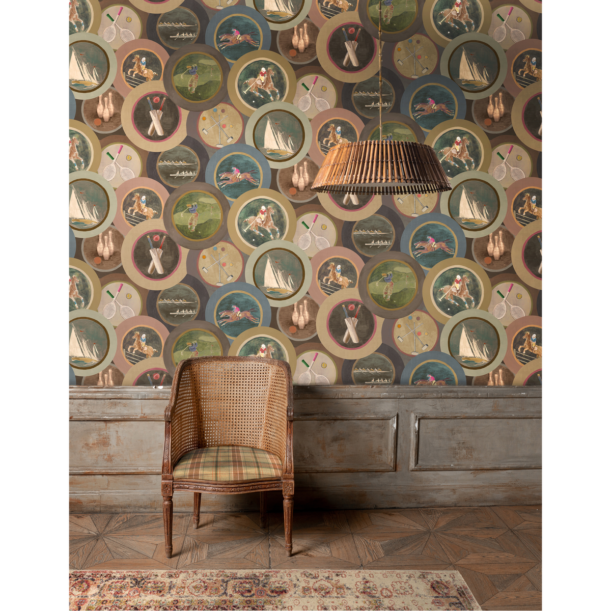 Sporting Life - Woodsmoke - Mulberry Wallpaper