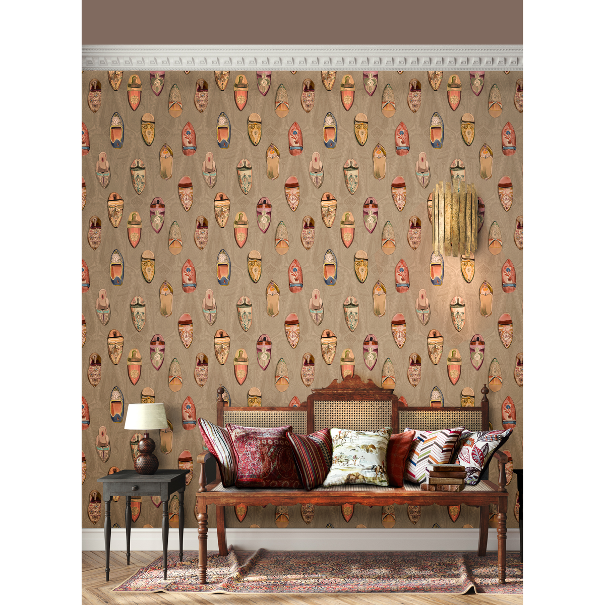 Babouches - Antique - Mulberry Wallpaper