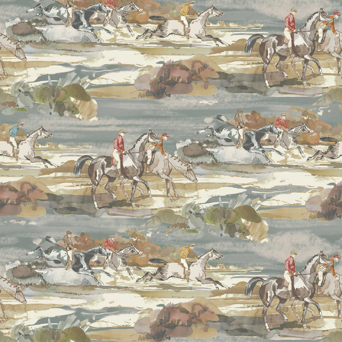 Morning Gallop - Blue/Sand - MULBERRY Wallpaper
