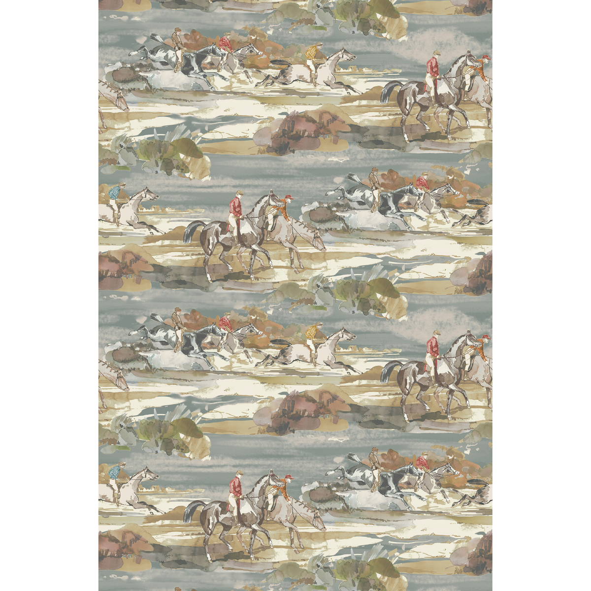 Morning Gallop - Blue/Sand - Mulberry Wallpaper