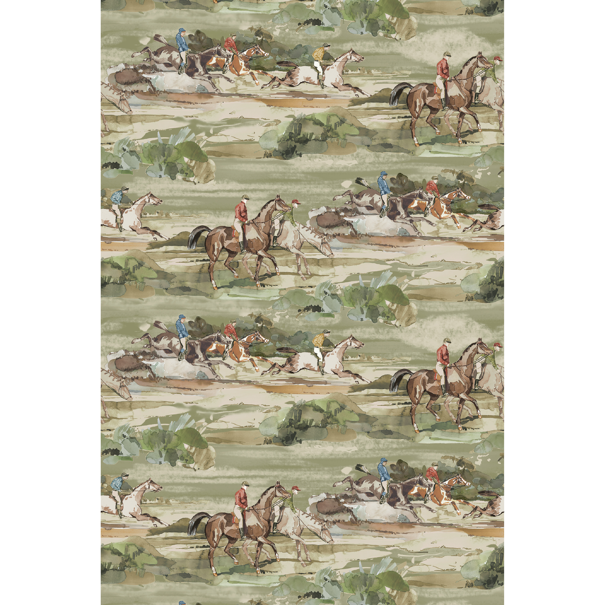 Morning Gallop - Antique - Mulberry Wallpaper