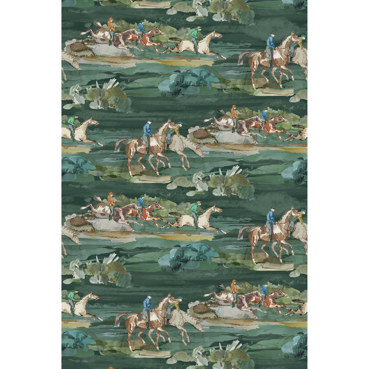 Morning Gallop - Teal - MULBERRY Wallpaper