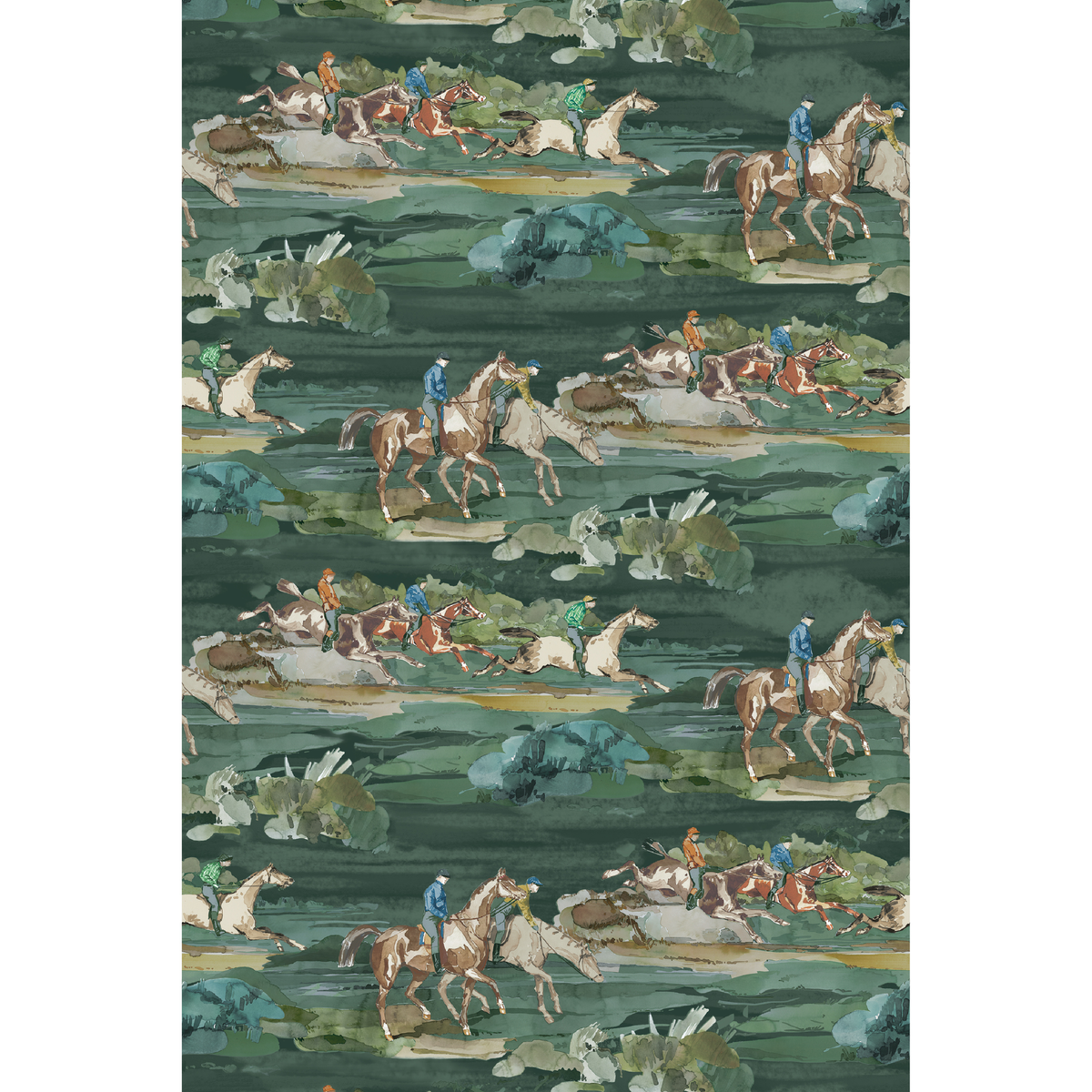 Morning Gallop - Teal - Mulberry Wallpaper