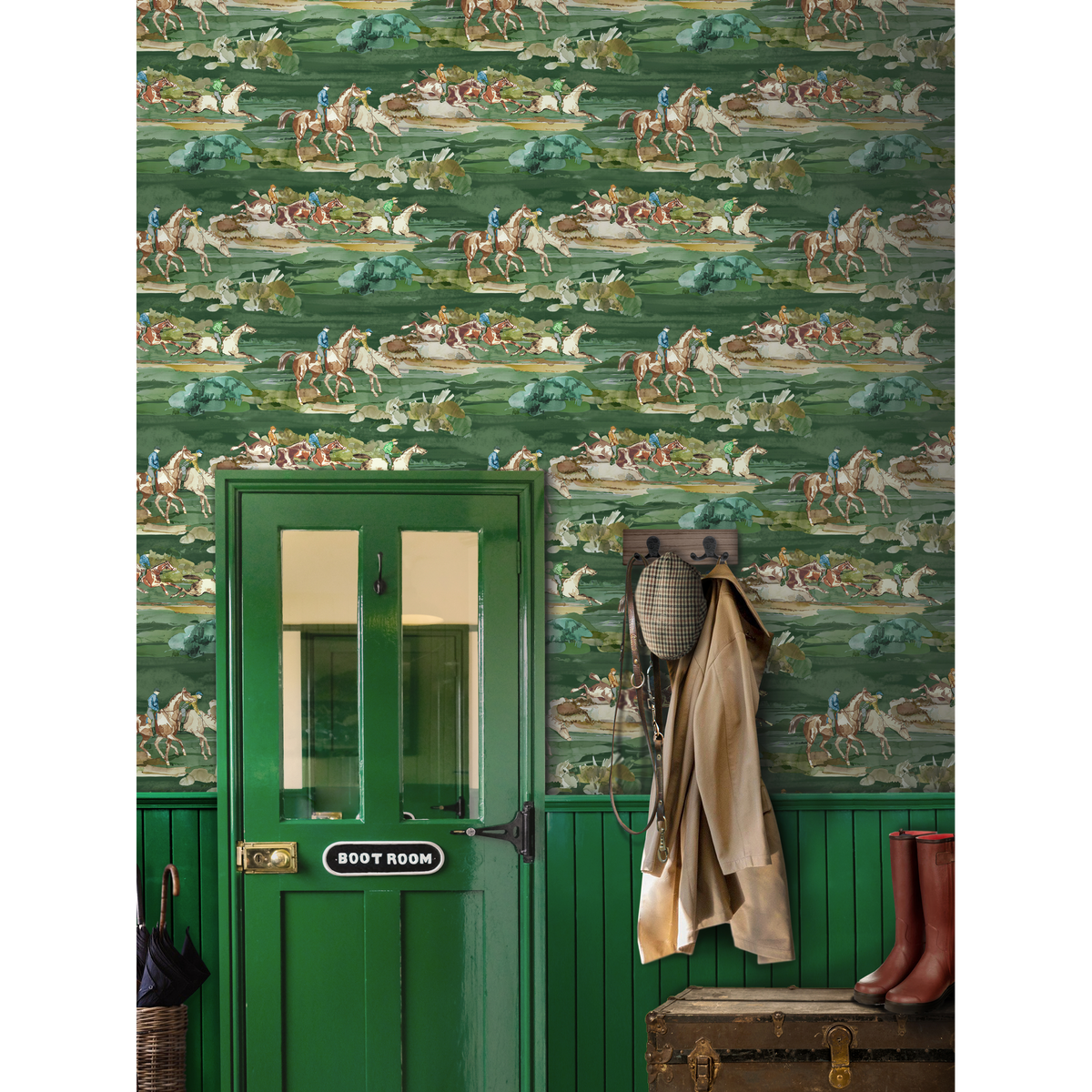 Morning Gallop - Teal - Mulberry Wallpaper