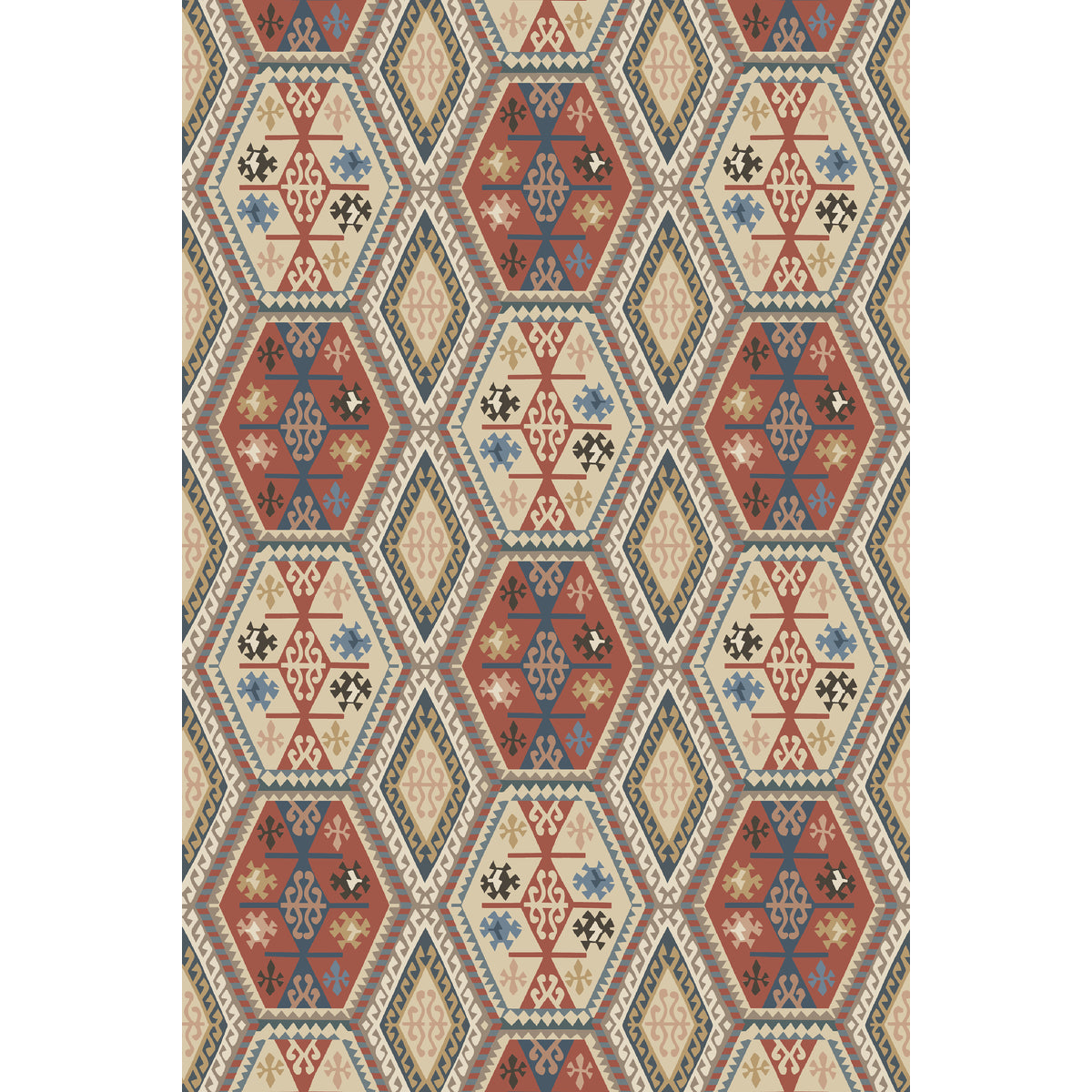 Buckland - Red/Blue - FG098.V110.0 - Mulberry Wallpaper