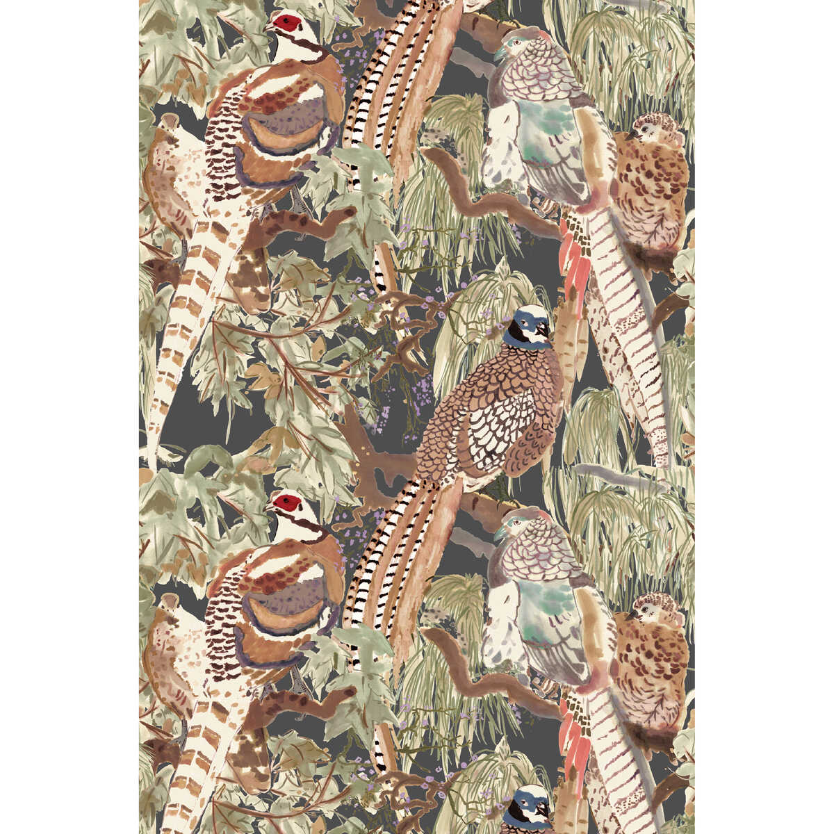 Game Birds - Charcoal - MULBERRY Wallpaper