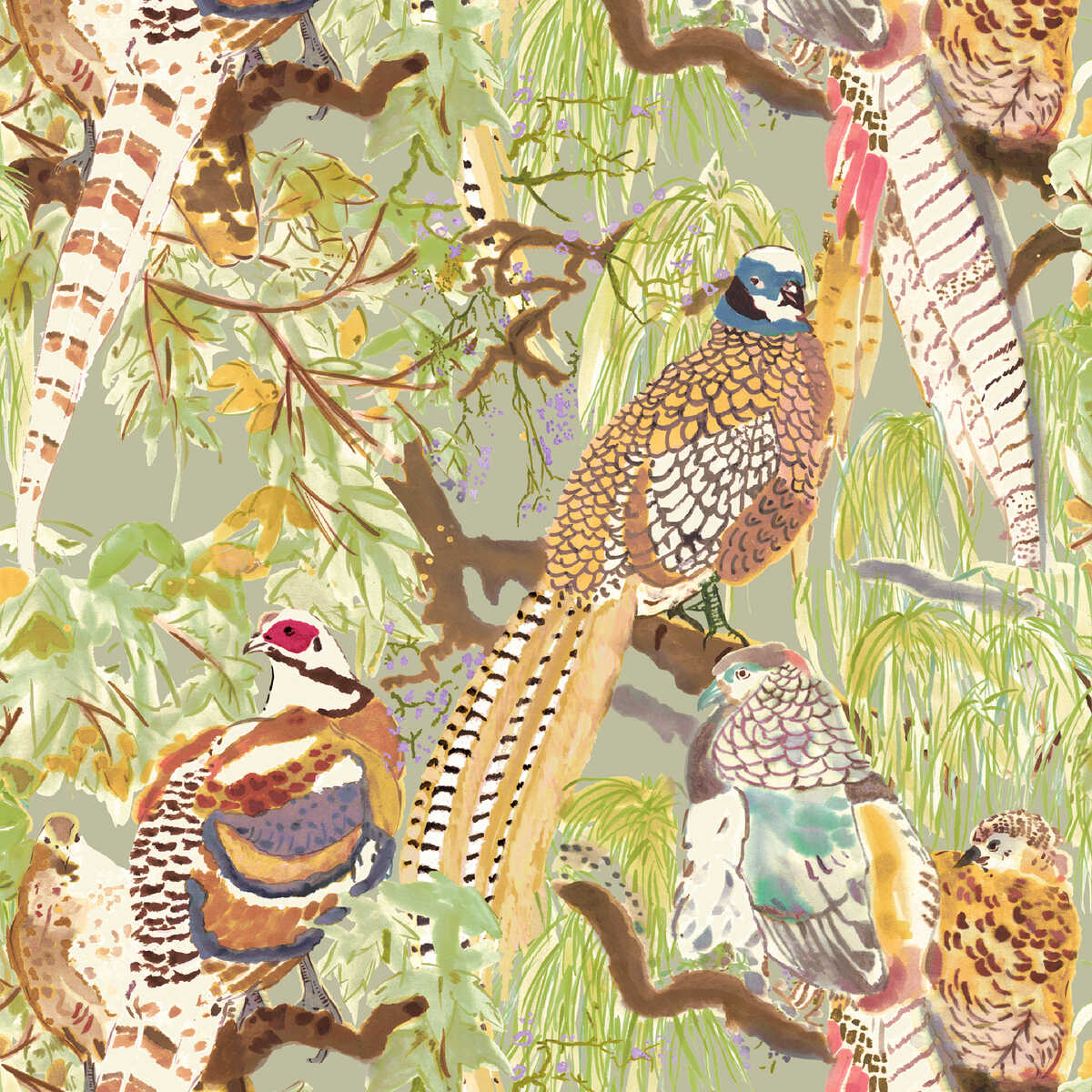 Game Birds - Multi - MULBERRY Wallpaper