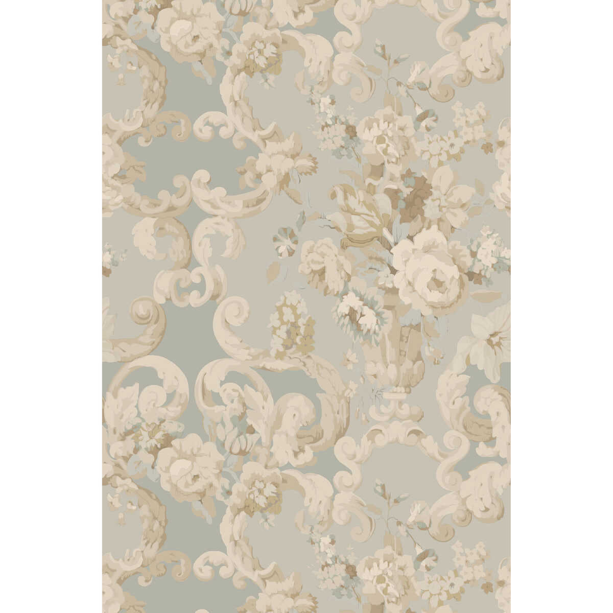 Floral Rococo - Aqua - MULBERRY Papel pintado