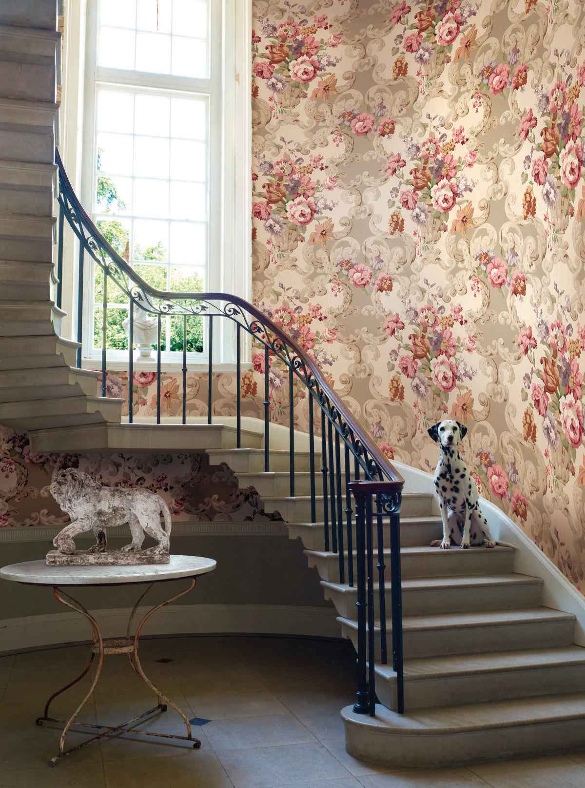 Fg103v540 Floral Rococo Red Plum Mulberry Wallpaper - MULBERRY Wallpaper
