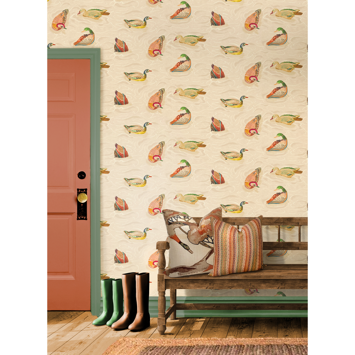 Duck Pond - Jewel - Mulberry Wallpaper